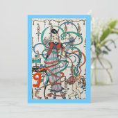 JUNGE MÄDCHEN, FARBBONNEN BRAUTPARTY MONOGRAMM EINLADUNG (Stehend Vorderseite)