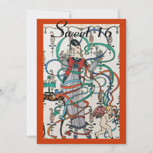 JUNGE MÄDCHEN, FARBBONS SCHWEET 16 PARTY Orange Einladung