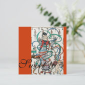 JUNGE MÄDCHEN, FARBBONS SCHWEET 16 PARTY Orange Einladung (Stehend Vorderseite)