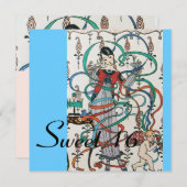 JUNGE MÄDCHEN, FARBBONS SCHWIMMEN 16 PARTY Blau Einladung (Vorne/Hinten)