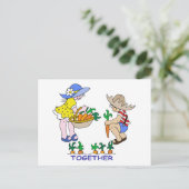 Junge & Mädchen Gärtner Postkarte (Stehend Vorderseite)