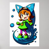 Junge Mädchen grüne Kleidung blaue Schleife | Art  Poster (Vorne)