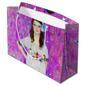 Junge Mädchen, Gustav Klimt große Geschenktasche Geschenktüte (Rückseite Schrägansicht)