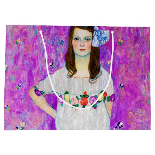 Junge Mädchen, Gustav Klimt große Geschenktasche Große Geschenktüte (Rückseite)