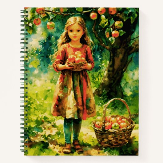 Junge Mädchen im Apple Orchard Journal Notizblock (Vorderseite)