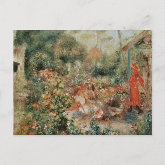 Junge Mädchen im Garten - Pierre Auguste Renoir Postkarte (Vorderseite)