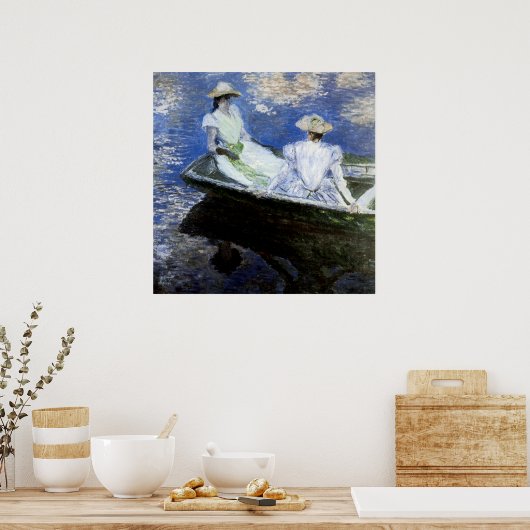 Junge Mädchen im Ruderboot Poster (Küche)