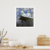 Junge Mädchen im Ruderboot Poster (Küche)