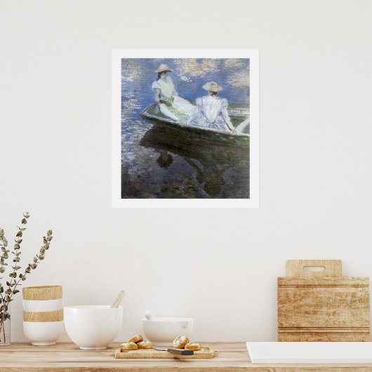 Junge Mädchen im Ruderboot Poster (Küche)