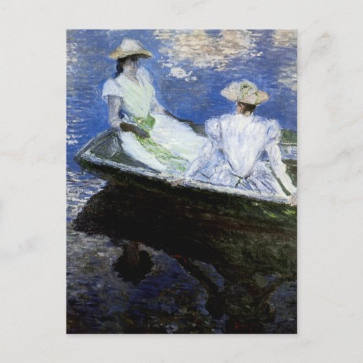 Junge Mädchen im Ruderboot Postkarte (Vorderseite)