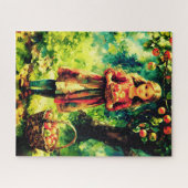 Junge Mädchen in einem Apfelgarten Puzzle (Horizontal)