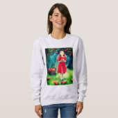 Junge Mädchen in einem Apfelgarten Sweatshirt (Vorne ganz)