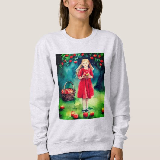 Junge Mädchen in einem Apfelgarten Sweatshirt (Vorderseite)
