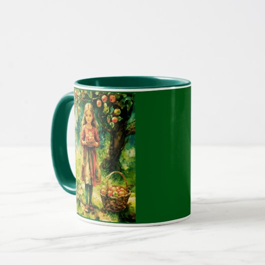Junge Mädchen in einem Apfelgarten Tasse (Vorderseite Links)