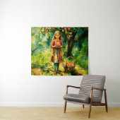 Junge Mädchen in einem Apfelgarten Wandteppich (Beispiel (Horizontal))