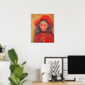 Junge Mädchen in einem Red Hat Poster (Heimbüro)