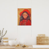 Junge Mädchen in einem Red Hat Poster (Küche)