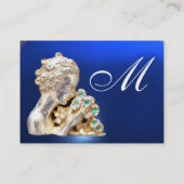 JUNGE MÄDCHEN MIT BLUME MONOGRAMM Gold, blau Visitenkarte (Rückseite)