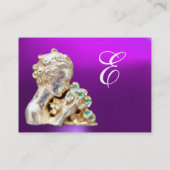 JUNGE MÄDCHEN MIT BLUME MONOGRAMM, Lila Visitenkarte (Rückseite)