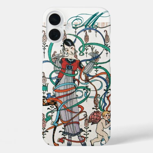 JUNGE MÄDCHEN MIT FARBEN RIBBON-WIRBEL UND KUPID Case-Mate iPhone HÜLLE (Rückseite)