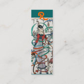 JUNGE MÄDCHEN MIT FARBEN RIBBON-WIRBEL UND KUPID MINI VISITENKARTE (Rückseite)