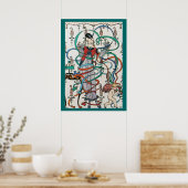 JUNGE MÄDCHEN MIT FARBEN RIBBON-WIRBEL UND KUPID POSTER (Küche)