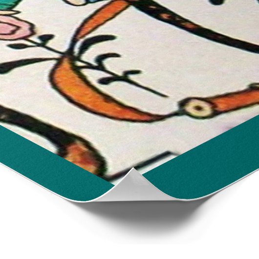 JUNGE MÄDCHEN MIT FARBEN RIBBON-WIRBEL UND KUPID POSTER (Ecke)