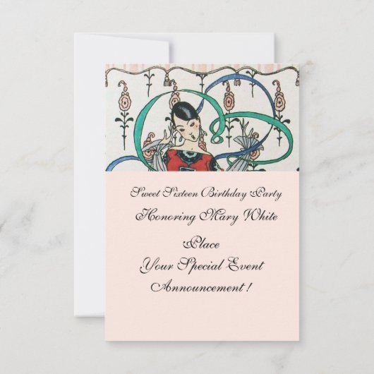 JUNGE MÄDCHEN MIT FARBEN SCHWIMMEN 16 PARTY EINLADUNG (Rückseite)