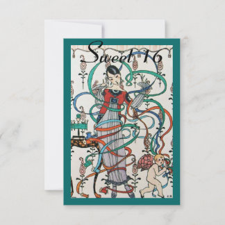 JUNGE MÄDCHEN MIT FARBEN SCHWIMMEN 16 PARTY EINLADUNG