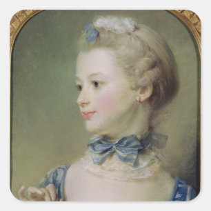 Junge Mädchen mit Katze Quadratischer Aufkleber