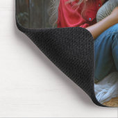 Junge Mädchen mit neugeborenem Lamm Mousepad (Ecke)