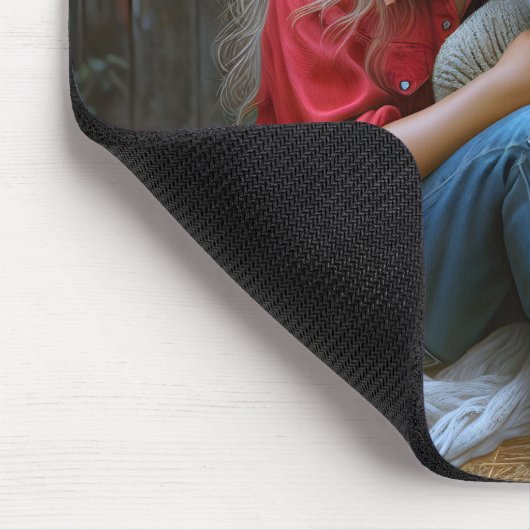 Junge Mädchen mit neugeborenem Lamm Mousepad (Ecke)