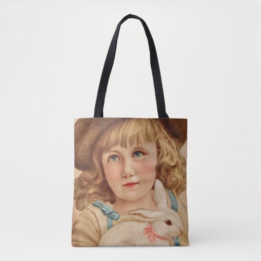 Junge Mädchen mit weißem Kaninchen Tasche (Vorderseite)