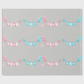 Junge Mädchen Rosa Blaues Banner Geschlecht Enthül Geschenkpapier (Flach)