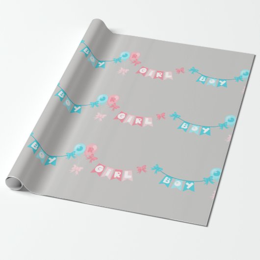 Junge Mädchen Rosa Blaues Banner Geschlecht Enthül Geschenkpapier (Ungerollt)