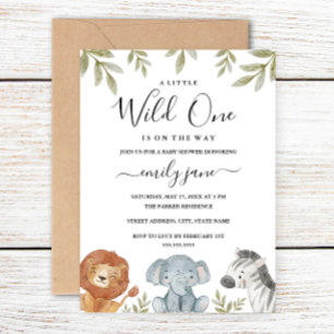 Junge Mädchen Safari Süße Tiere Baby Shower Einladung