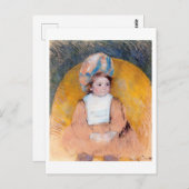 Junge Mädchen sitzt in einem gelben Sessel, Cassat Postkarte (Vorne/Hinten)