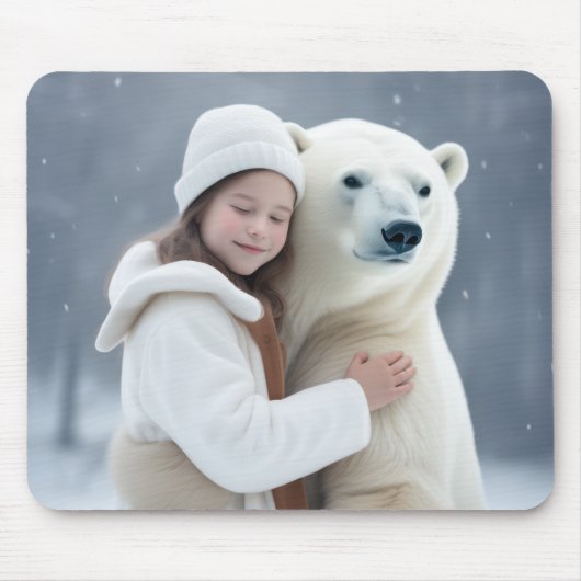 Junge Mädchen umarmt einen Eisbär Mousepad (Vorne)