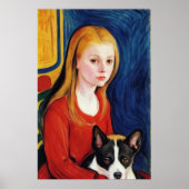 Junge Mädchen und Hund | AI Art Poster (Vorne)