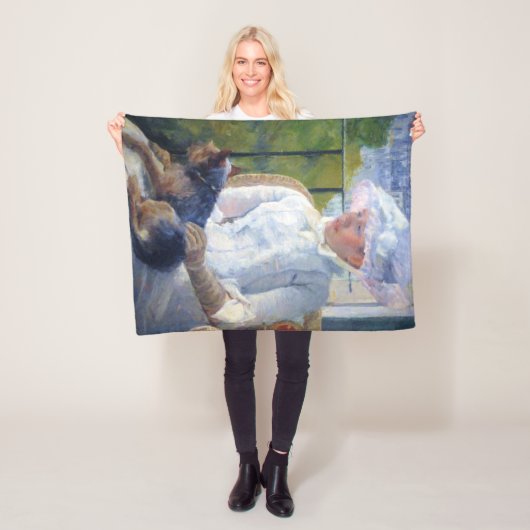 Junge Mädchen und ihr Hund, Mary Cassatt Fleecedecke (Beispiel)