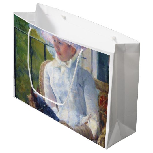 Junge Mädchen und ihr Hund, Mary Cassatt Große Geschenktüte (Vorderseite Schrägansicht)