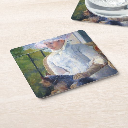 Junge Mädchen und ihr Hund, Mary Cassatt Rechteckiger Pappuntersetzer (angewinkelt)