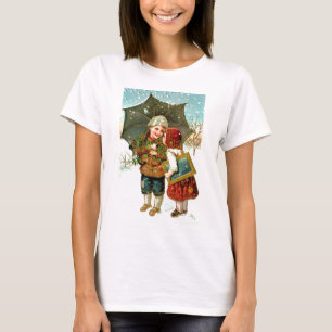 Junge, Mädchen und Regenschirm T-Shirt