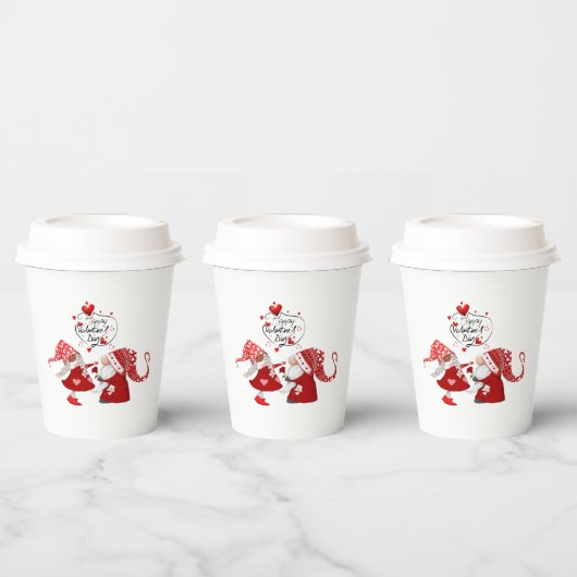 Junge & Mädchen Valentines gnome Happy Valentines  Pappbecher (Multi)