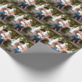 Junge Mädchen verteidigen sich gegen Eros Cupid Geschenkpapier (Ecke)