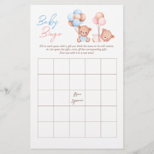 Junge Mädchen Zwillings-Teddybär-BINGO-Baby-Party- Flyer
