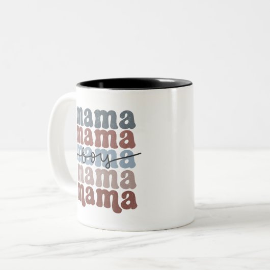 Junge Mama Mutter's Day Retro gestapelt Zweifarbige Tasse (Vorderseite Links)