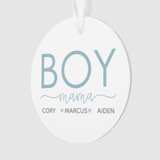 Junge Mama Personalisiert mit den Namen von Son Ornament (Vorderseite)