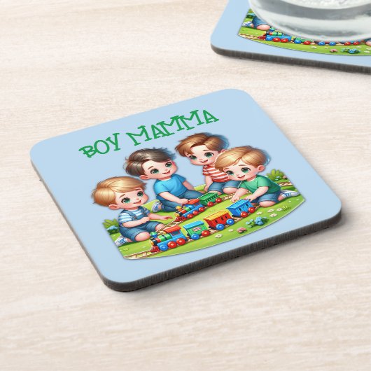 Junge Mamma glücklich Muttertag | | Getränkeuntersetzer (Linke Seite)