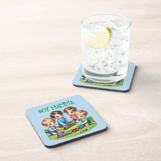 Junge Mamma glücklich Muttertag | | Getränkeuntersetzer (Rechte Seite)